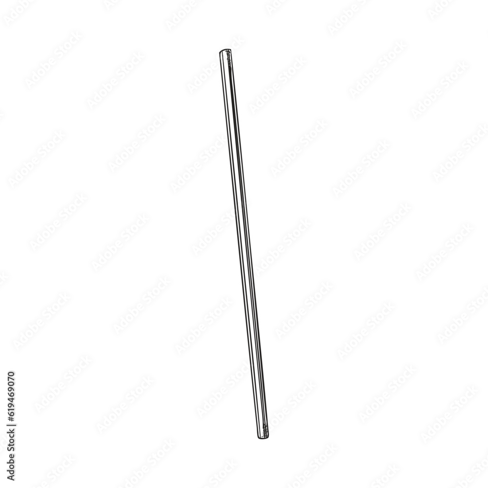 Vector illustration of isolated sketch of straw for cocktails, hand drawn vintage style on white background