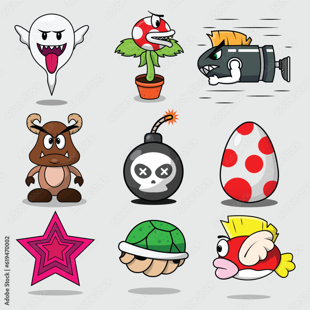 set of enemy game pack 素材庫向量圖 | Adobe Stock
