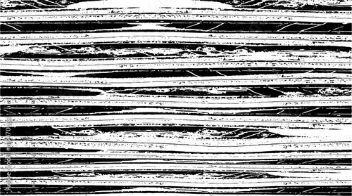 Monochrome texture composed of irregular graphic elements. Distressed uneven grunge background. Abstract vector illustration. Overlay for interesting effect and depth. Isolated on white background.
