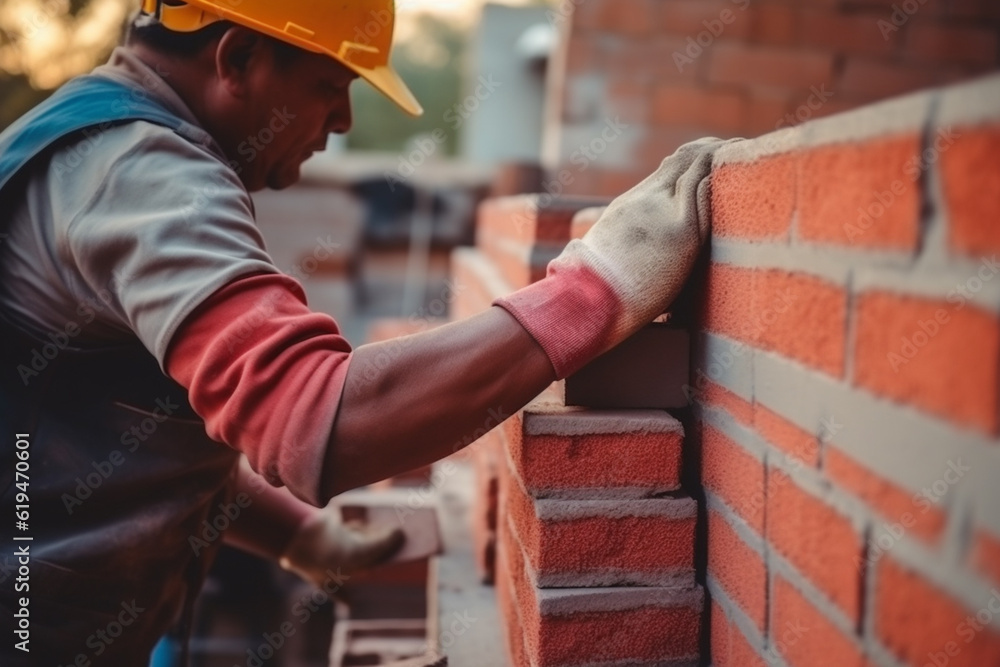 Construction workers are working laying out the bricks erecting the walls. Construction workers are working laying out the bricks erecting the walls.