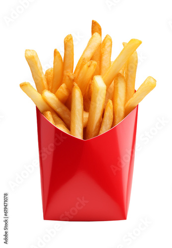 Tela French fries red pack on a white or transparent background