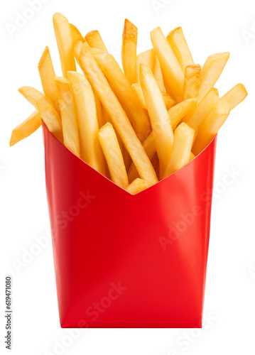 French fries red pack on a white or transparent background