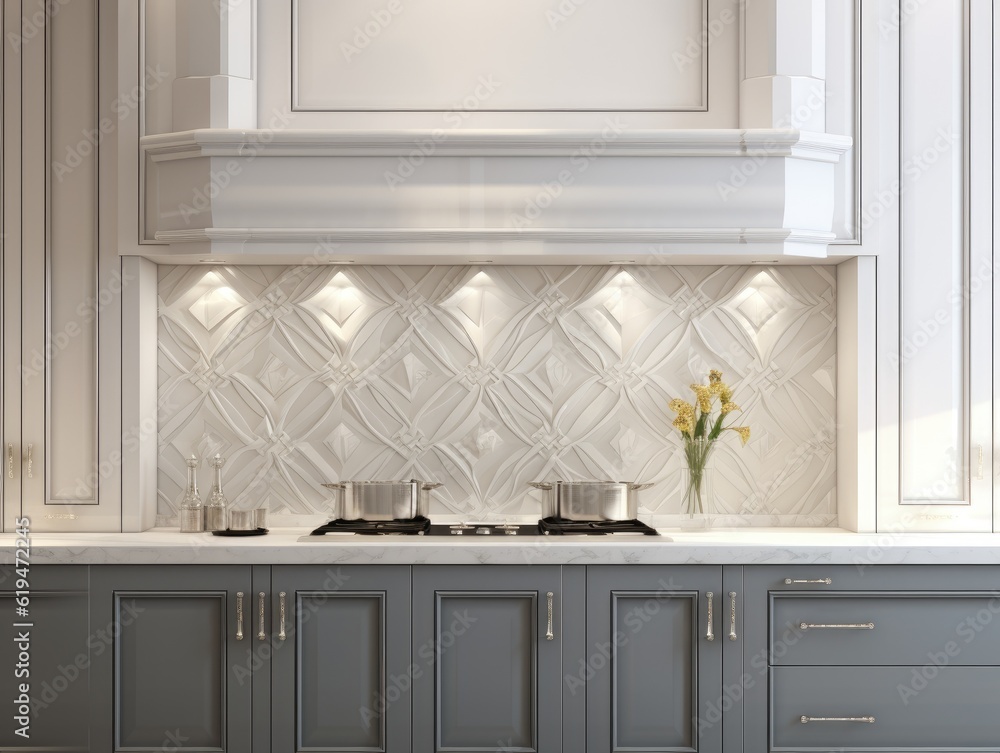 Modern Mosaic backsplash in kitchen, Modern interior, Classic style Modern Mosaic backsplash in kitchen, Modern interior, Classic style