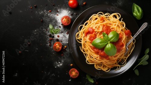 Italian Pasta on dark slate 