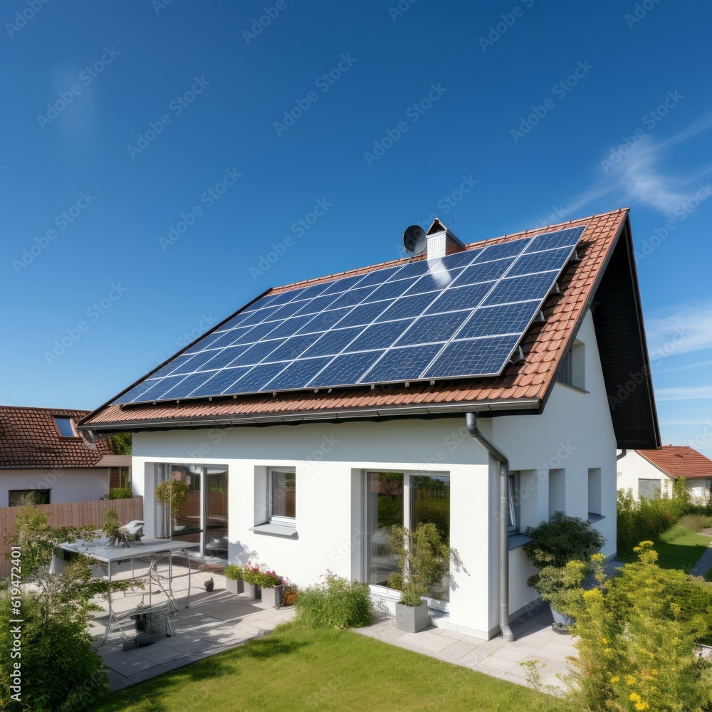 House with photovoltaik PV solar panels 