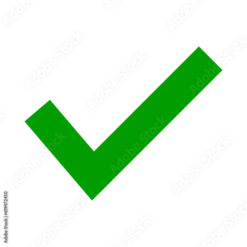 Simple green check mark icon. Correct answer mark. Vector.