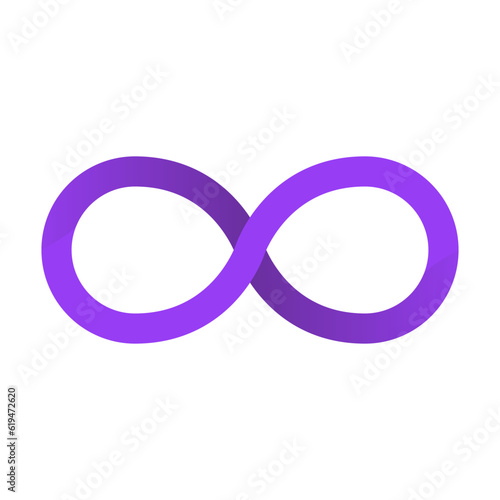 Modern purple infinite mark icon. Unlimited. Vector.