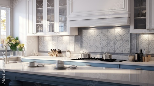 Modern Mosaic backsplash in kitchen, Modern interior, Classic style