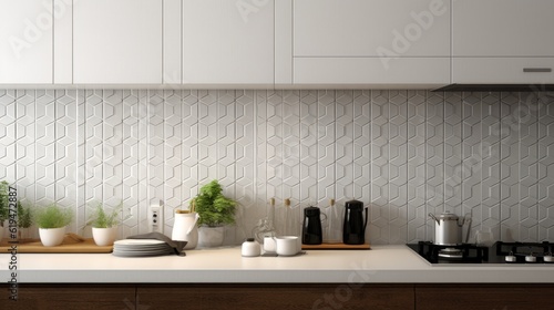 Modern Mosaic backsplash in kitchen  Modern interior  Classic style