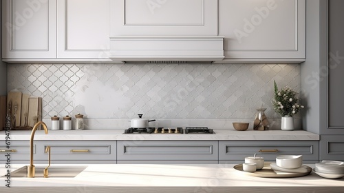 Modern Mosaic backsplash in kitchen, Modern interior, Classic style