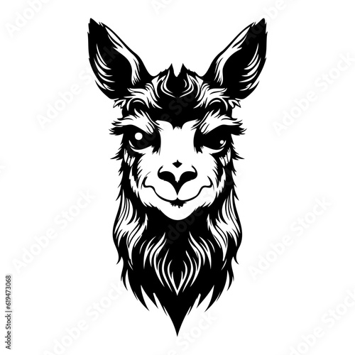 Llama Face and Head Clipart, Alpaca animal logo, portrait of a Llama