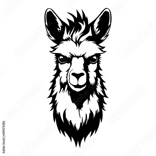 Llama Face and Head Clipart, Alpaca animal logo, portrait of a Llama