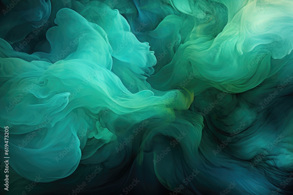 Abstract art background green and emerald colors. Generative AI