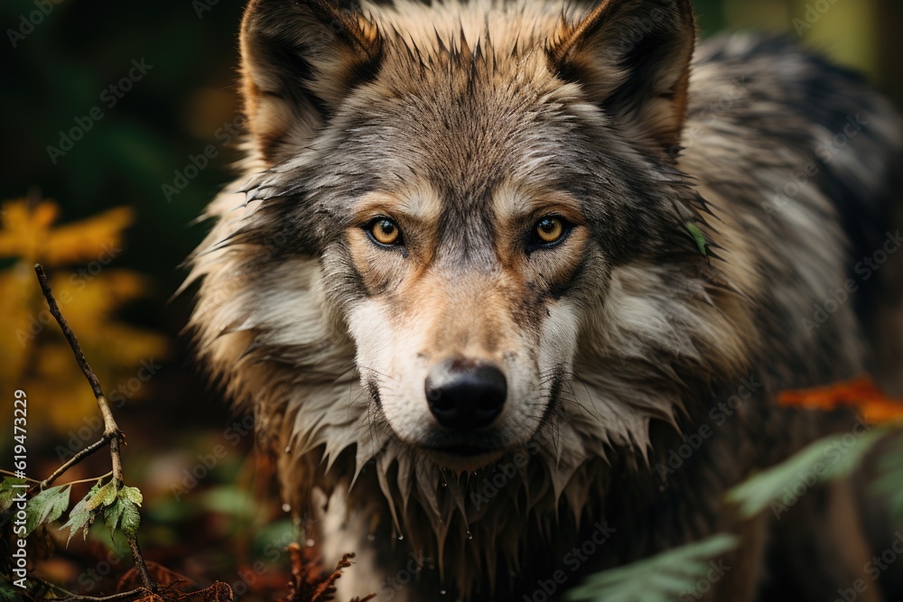 Large male grey wolf. Generative AI