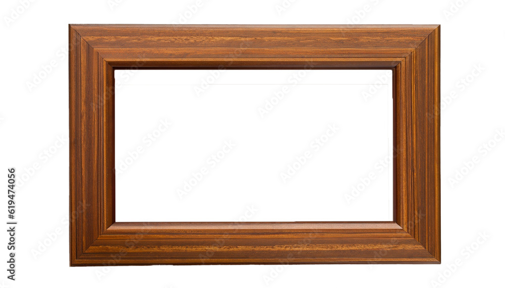 Empty brown wooden frame on transparent background. Empty brown wooden frame on transparent background.