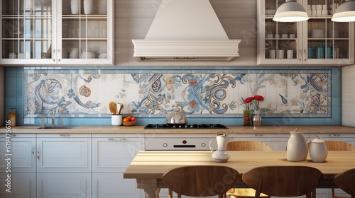 Modern Mosaic backsplash in kitchen, Modern interior, Classic style
