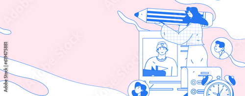 Job Interview People Flat Vector Concept Operation Hand Drawn Illustration
