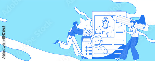 Job Interview People Flat Vector Concept Operation Hand Drawn Illustration
