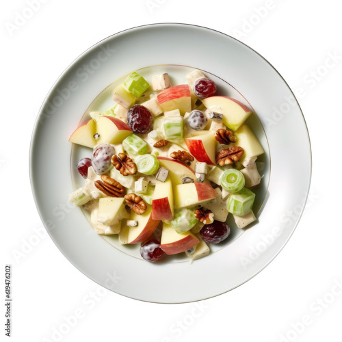 Delicious Waldorf salad with Apples and Grapes Isolated on a Transparent Background