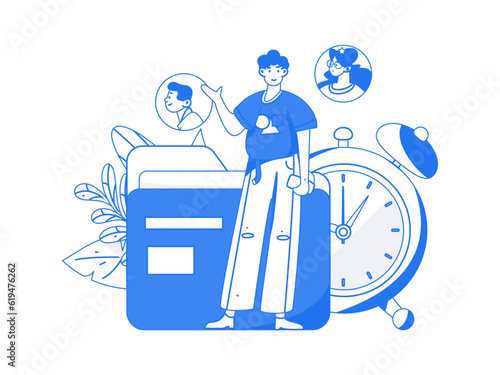 Job Interview People Flat Vector Concept Operation Hand Drawn Illustration
