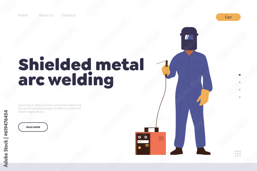 Obraz premium Shielded metal arc welding professional online service landing page design website template