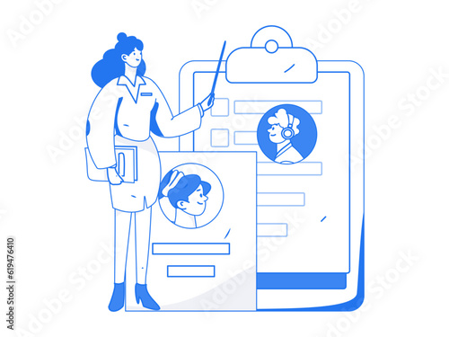 Job Interview People Flat Vector Concept Operation Hand Drawn Illustration
