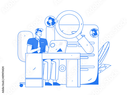 Job Interview People Flat Vector Concept Operation Hand Drawn Illustration

