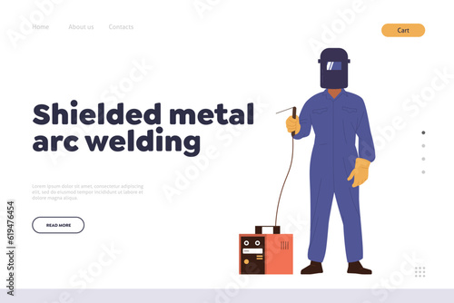 Shielded metal arc welding professional online service landing page design website template