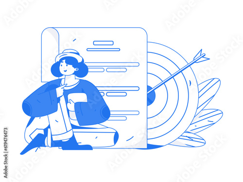 Job Interview People Flat Vector Concept Operation Hand Drawn Illustration
