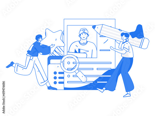Job Interview People Flat Vector Concept Operation Hand Drawn Illustration
