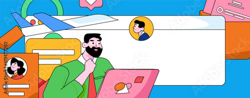 Job Interview People Flat Vector Concept Operation Hand Drawn Illustration
