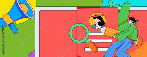 Job Interview People Flat Vector Concept Operation Hand Drawn Illustration
