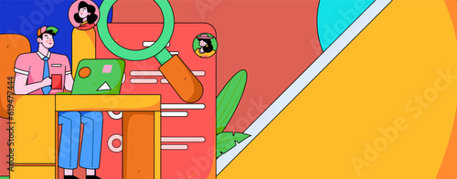 Job Interview People Flat Vector Concept Operation Hand Drawn Illustration
