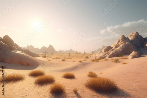 A minimalist landscape with a scenic desert or arid region  Generative AI