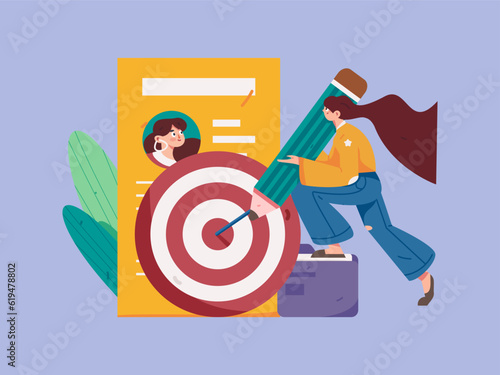 Job Interview People Flat Vector Concept Operation Hand Drawn Illustration

