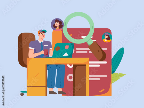 Job Interview People Flat Vector Concept Operation Hand Drawn Illustration
