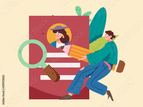 Job Interview People Flat Vector Concept Operation Hand Drawn Illustration

