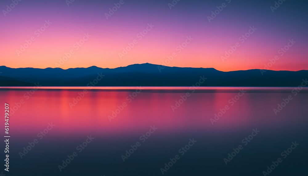 sunrise over the lake with mountain and purple sky sunrise over the lake with mountain and purple sky