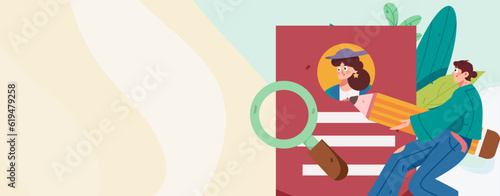 Job Interview People Flat Vector Concept Operation Hand Drawn Illustration
