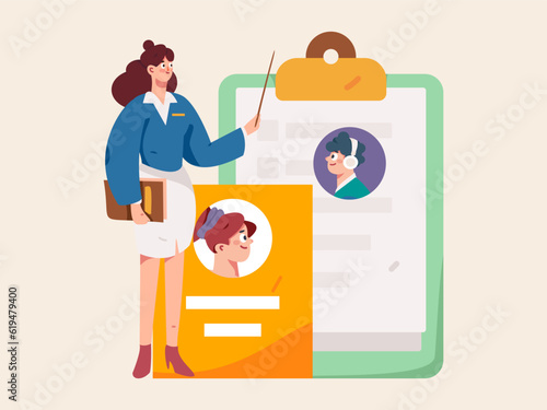Job Interview People Flat Vector Concept Operation Hand Drawn Illustration
