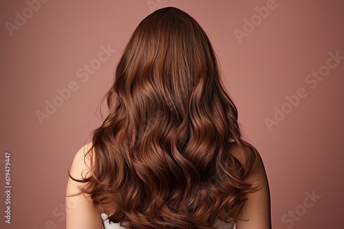 Back View of Woman with Beautiful Brown Wavy Hair | Fashionable Hairstyle