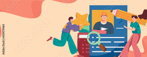 Job Interview People Flat Vector Concept Operation Hand Drawn Illustration
