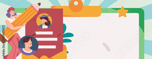 Job Interview People Flat Vector Concept Operation Hand Drawn Illustration
