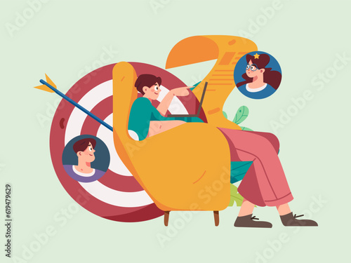 Job Interview People Flat Vector Concept Operation Hand Drawn Illustration
