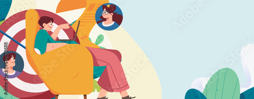 Job Interview People Flat Vector Concept Operation Hand Drawn Illustration
