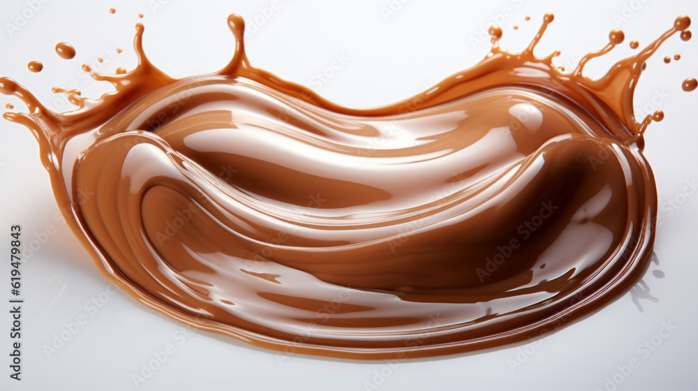 image of chocolate splash wave isolated on an empty white background image of chocolate splash wave isolated on an empty white background