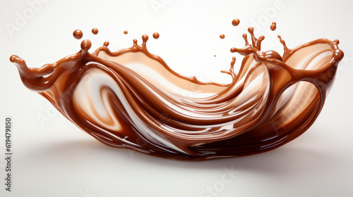 image of chocolate splash wave isolated on an empty white background