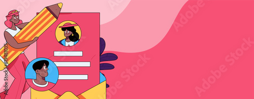 Job Interview People Flat Vector Concept Operation Hand Drawn Illustration
