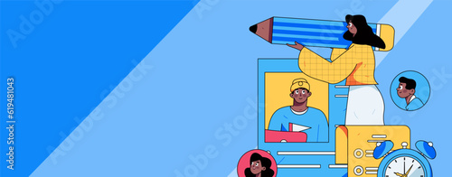 Job Interview People Flat Vector Concept Operation Hand Drawn Illustration
