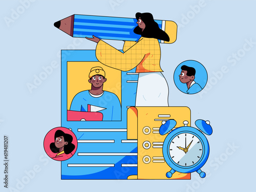 Job Interview People Flat Vector Concept Operation Hand Drawn Illustration
